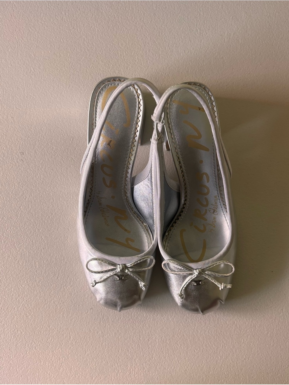 Circus by Sam Edelman Silver Slingback Bow Ballet Flats